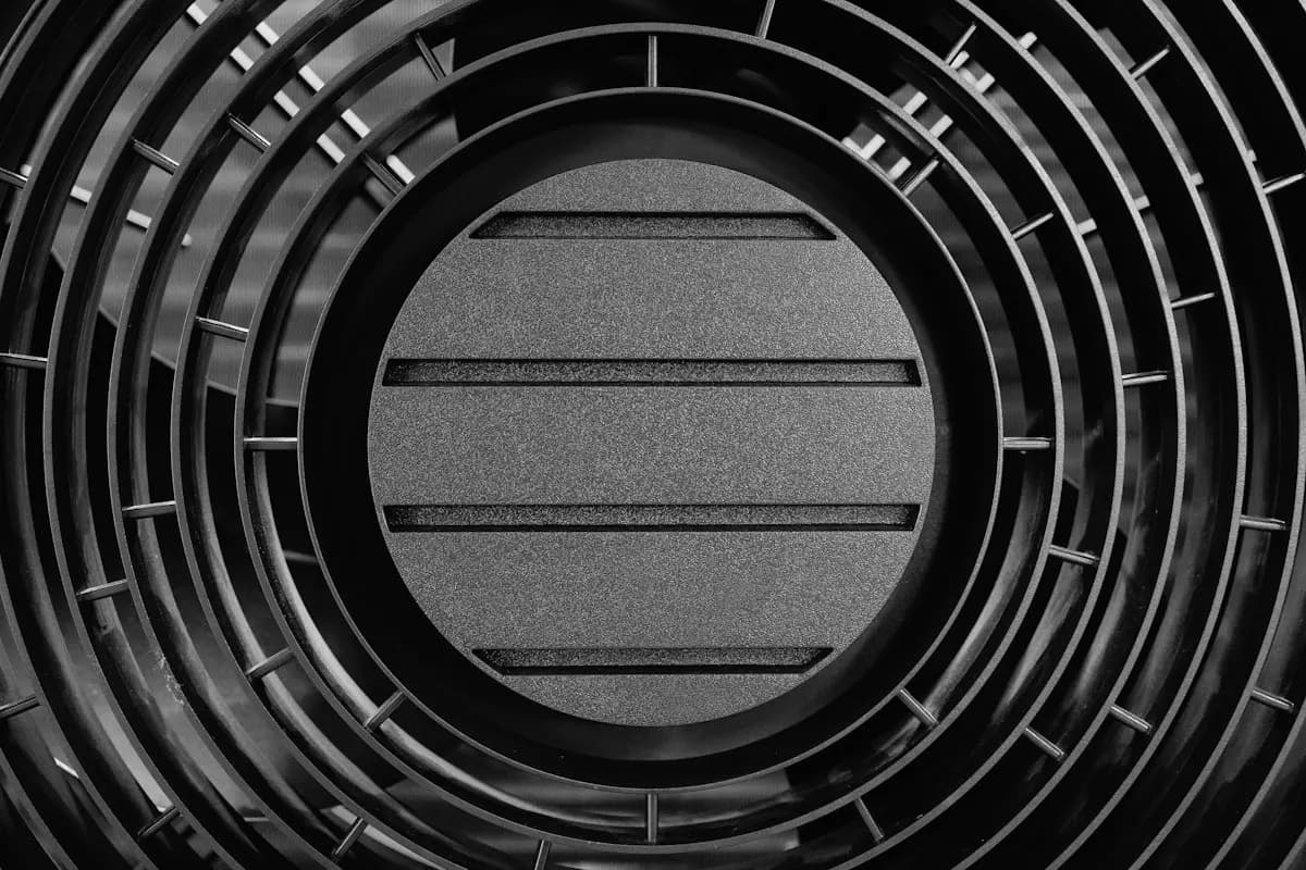 Close view of a ventilation grille on outdoor equipment